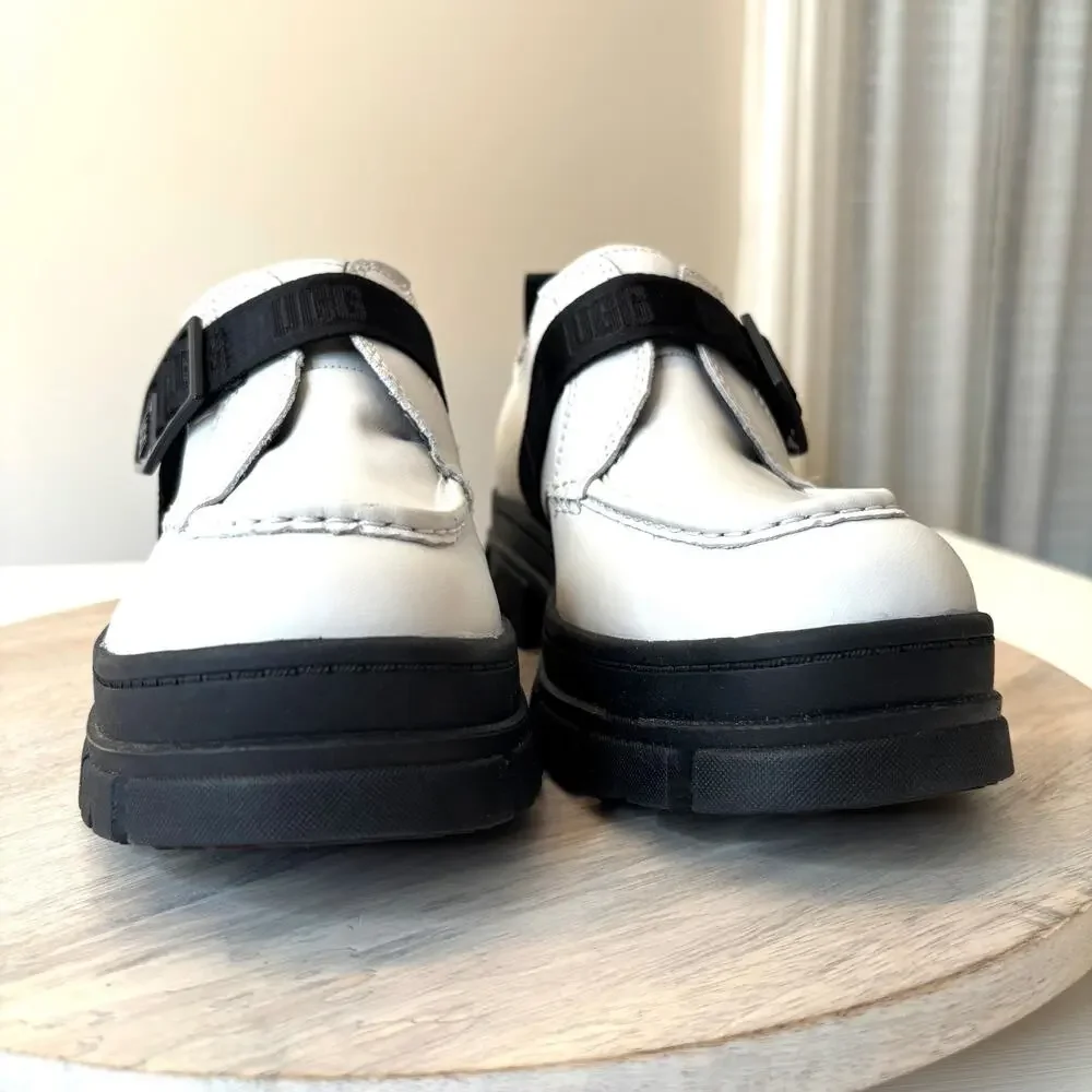 Ugg UGGs Women's Ashton Platform Black White Lug Shoes US Size 9 Strap